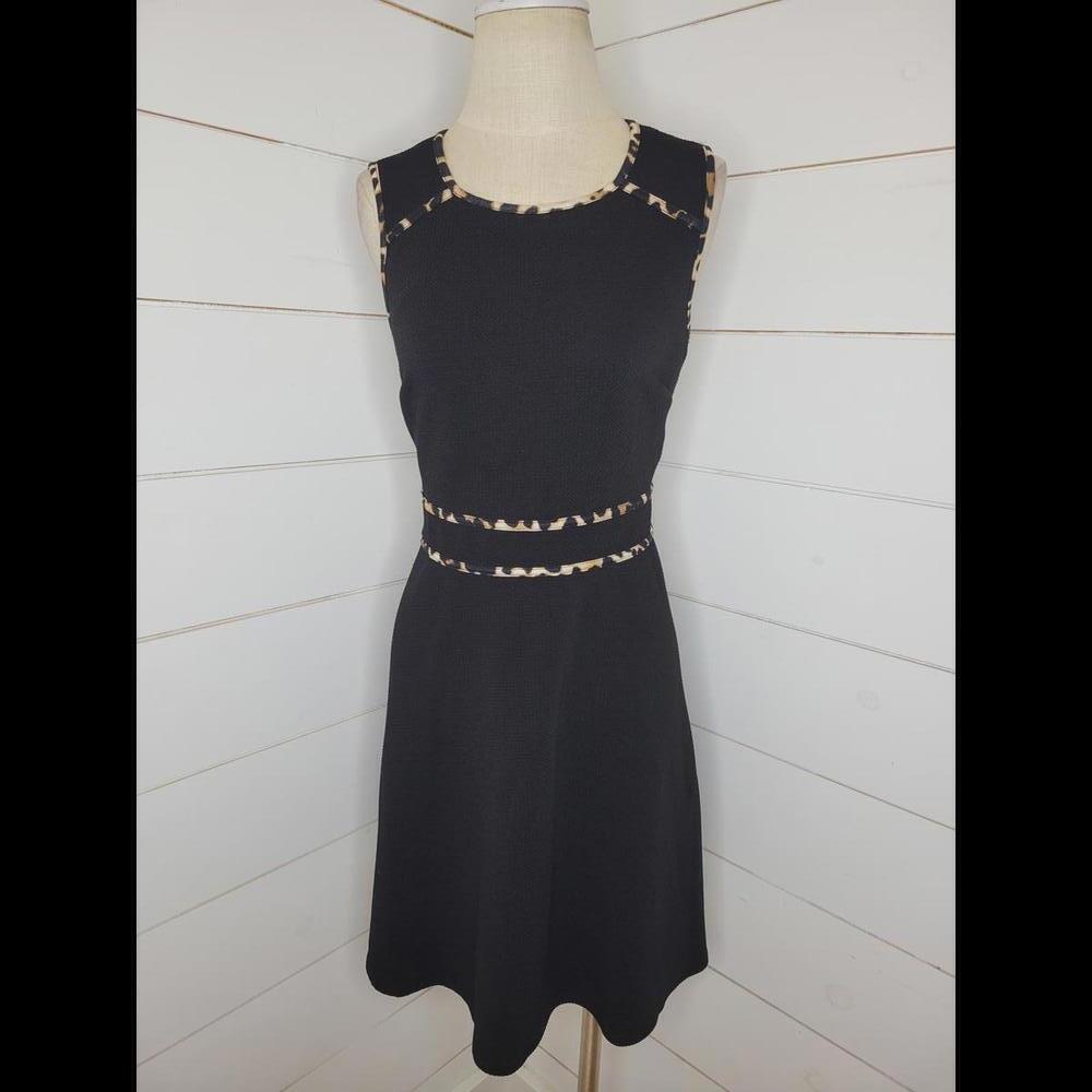 AGB Dress size 10 black mini dress with animal print detailing